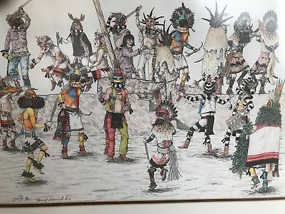 400x300 Neil David Sr Hopi Original Painting Framed 34 X 26 - Hopi Painting
