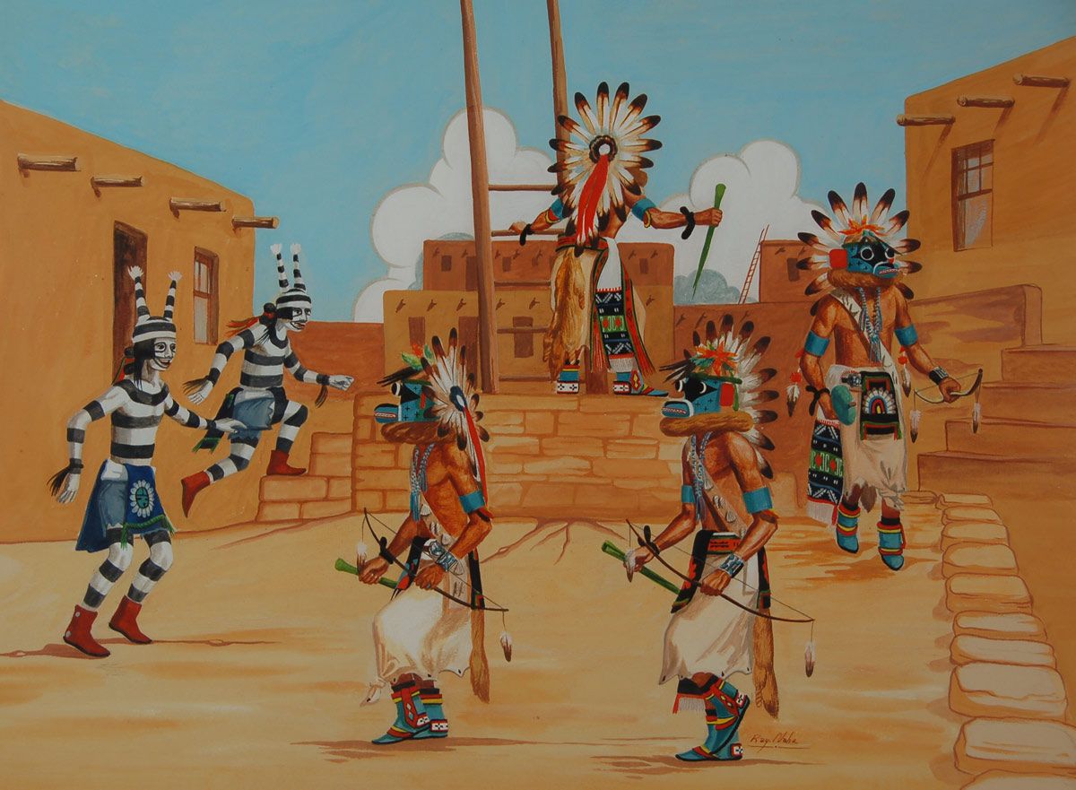 1200x881 Ray Naha Hopi Artist Native American Paintings Kachina Friends - Hopi Painting