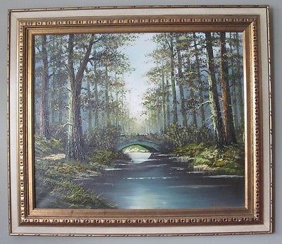400x346 Signed Oil Painting By Horst Hoppman Scenic Bridge Landscape - Hoppman Painting