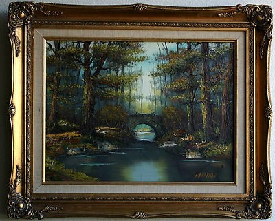 400x321 Vintage Hoppman Fantasy Pastoral Scene Oil Painting - Hoppman Painting