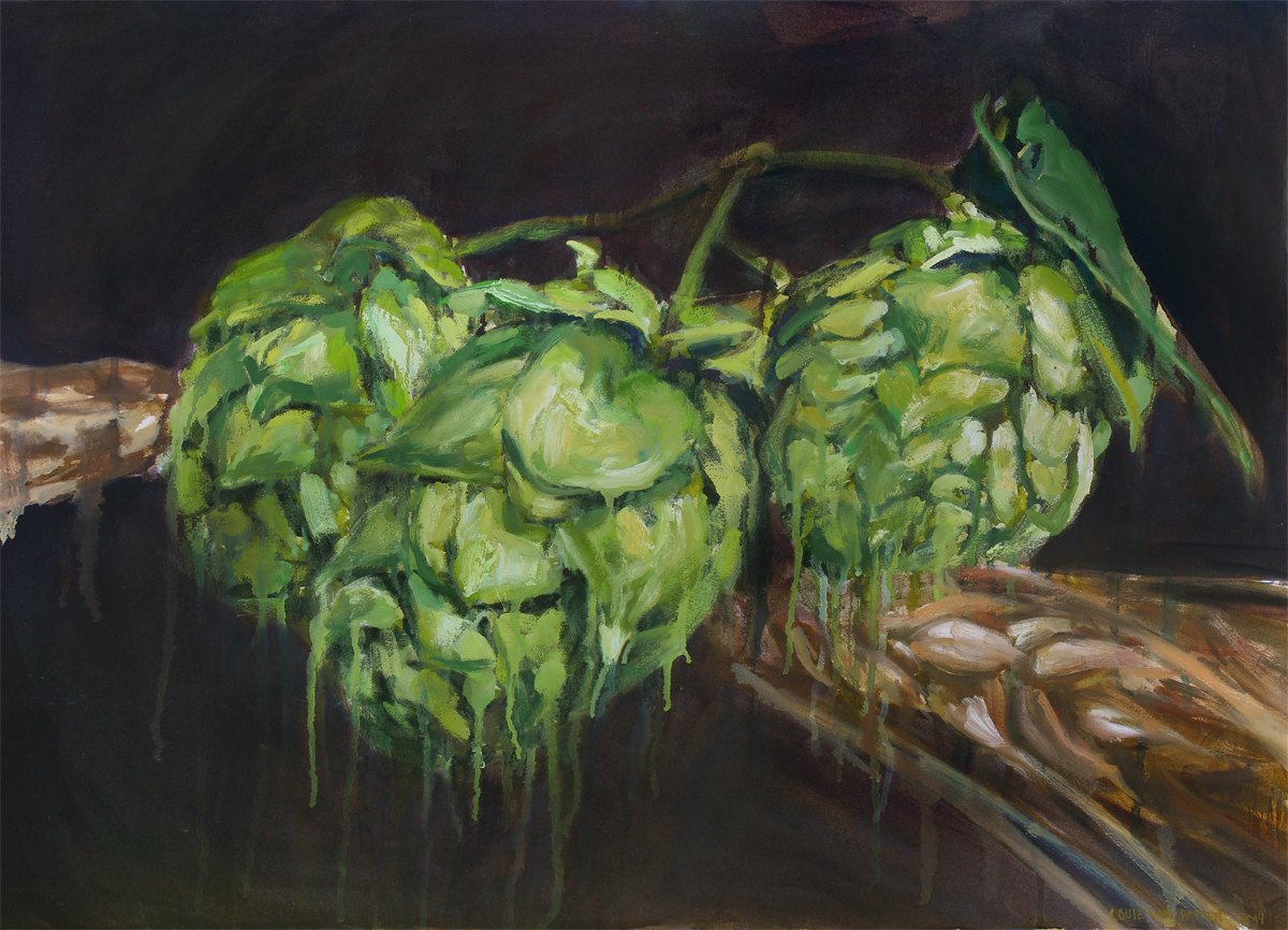 1200x866 Hops Amp Barley, Print From Original Painting - Hops Painting