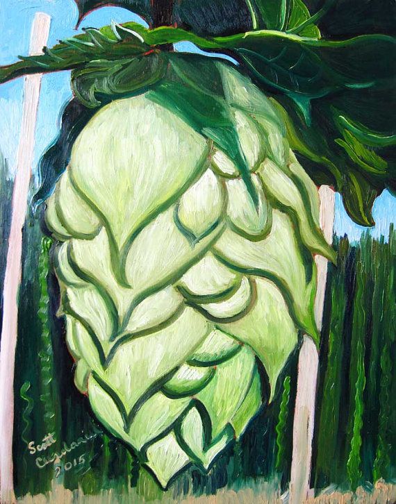570x726 Beer Hops Art, Georgia O'Keeffe Beer Parody Hop Flower Art - Hops Painting