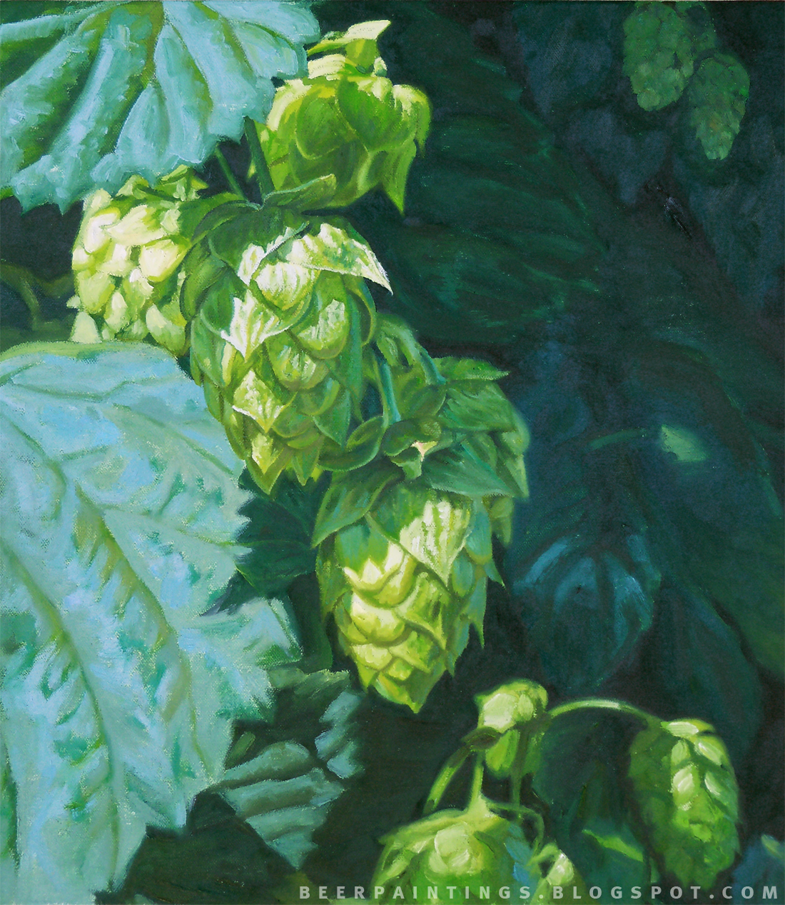 1100x1267 Beer Paintings - Hops Painting