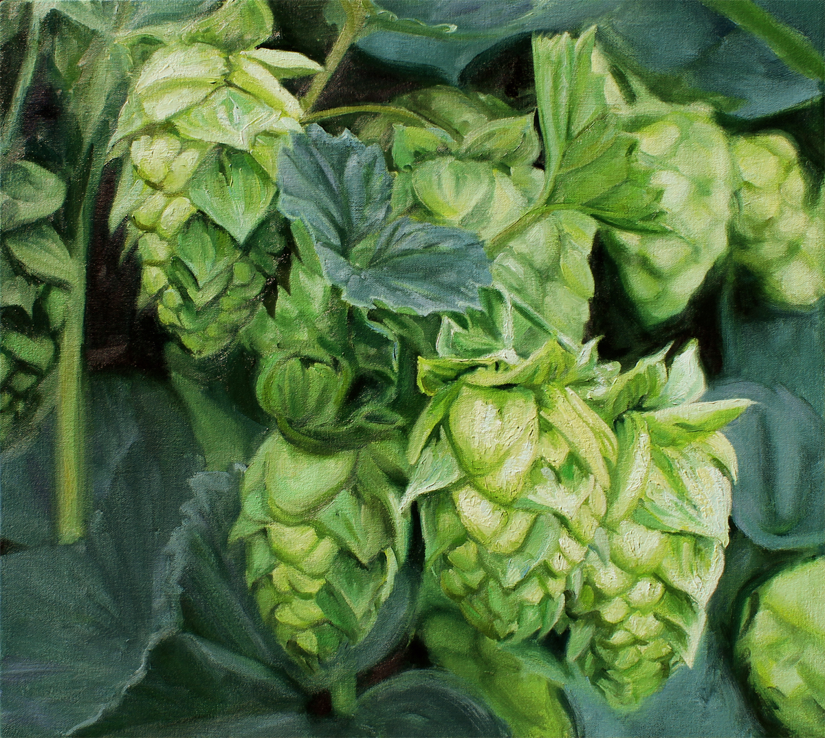 1200x1073 Beer Paintings - Hops Painting