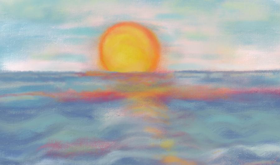 900x530 Sunset Horizon Painting By Christine Fournier - Horizon Painting