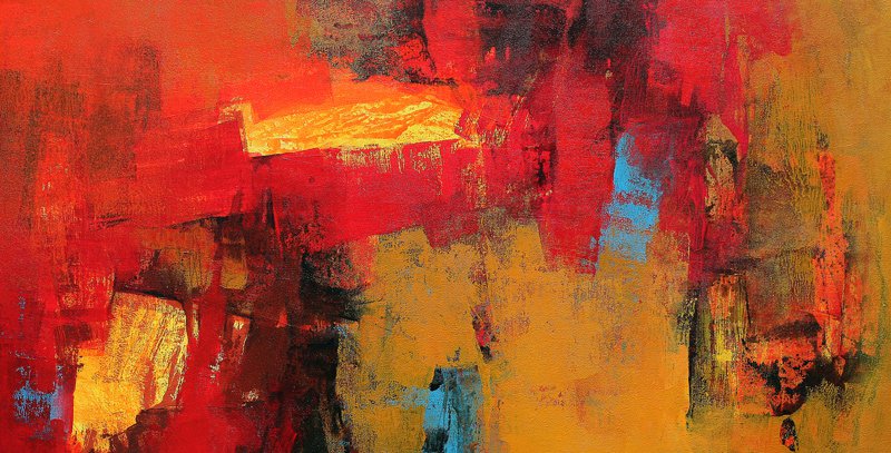 800x407 Red Horizontal Abstract By Artist Siddhesh Rane Abstract Art - Horizontal Painting