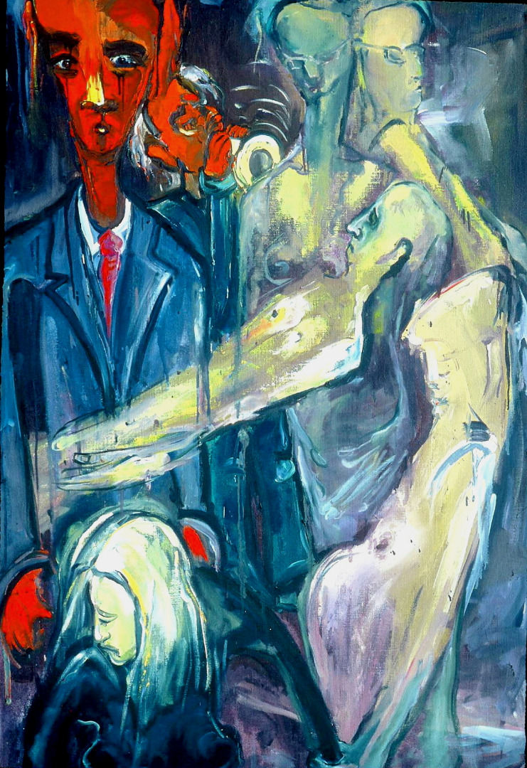 741x1080 The One Eyed Undertaker, He Blows A Futile Horn (Kenneth Agnello) - Horn Painting