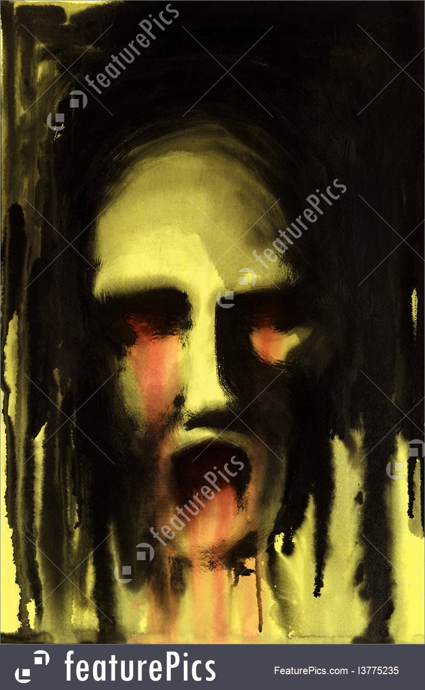 858x1392 Illustration Of Horrible Face Abstract Painting - Horrible Painting