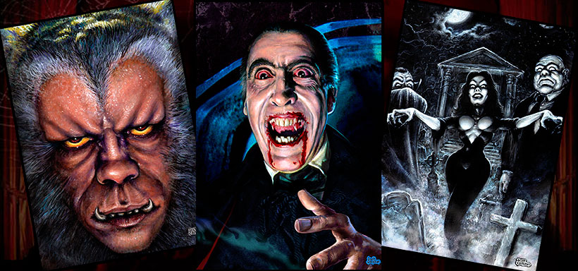 820x384 Horror Movie Trading Cards, Classic Horror Movie Postcards - Horror Movie Painting