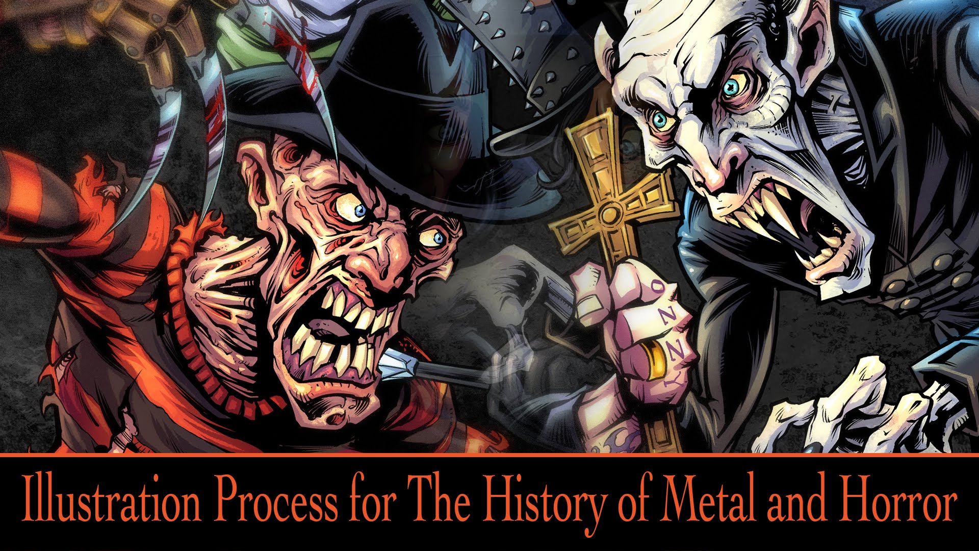 1920x1080 Inking Digital Painting Technique Of Horror Movie Monsters - Horror Movie Painting