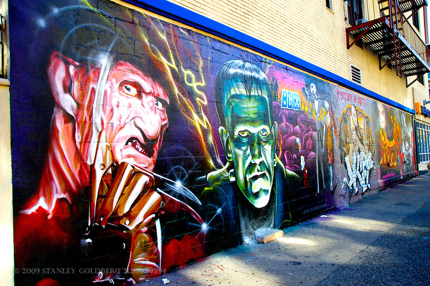 850x565 Wall Painting, Lower East Side Manhattan Horror Movie - Horror Movie Painting