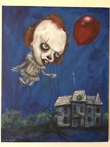 225x300 Gus Fink Art Original Painting Outsider Modern Horror Pennywise - Horror Painting