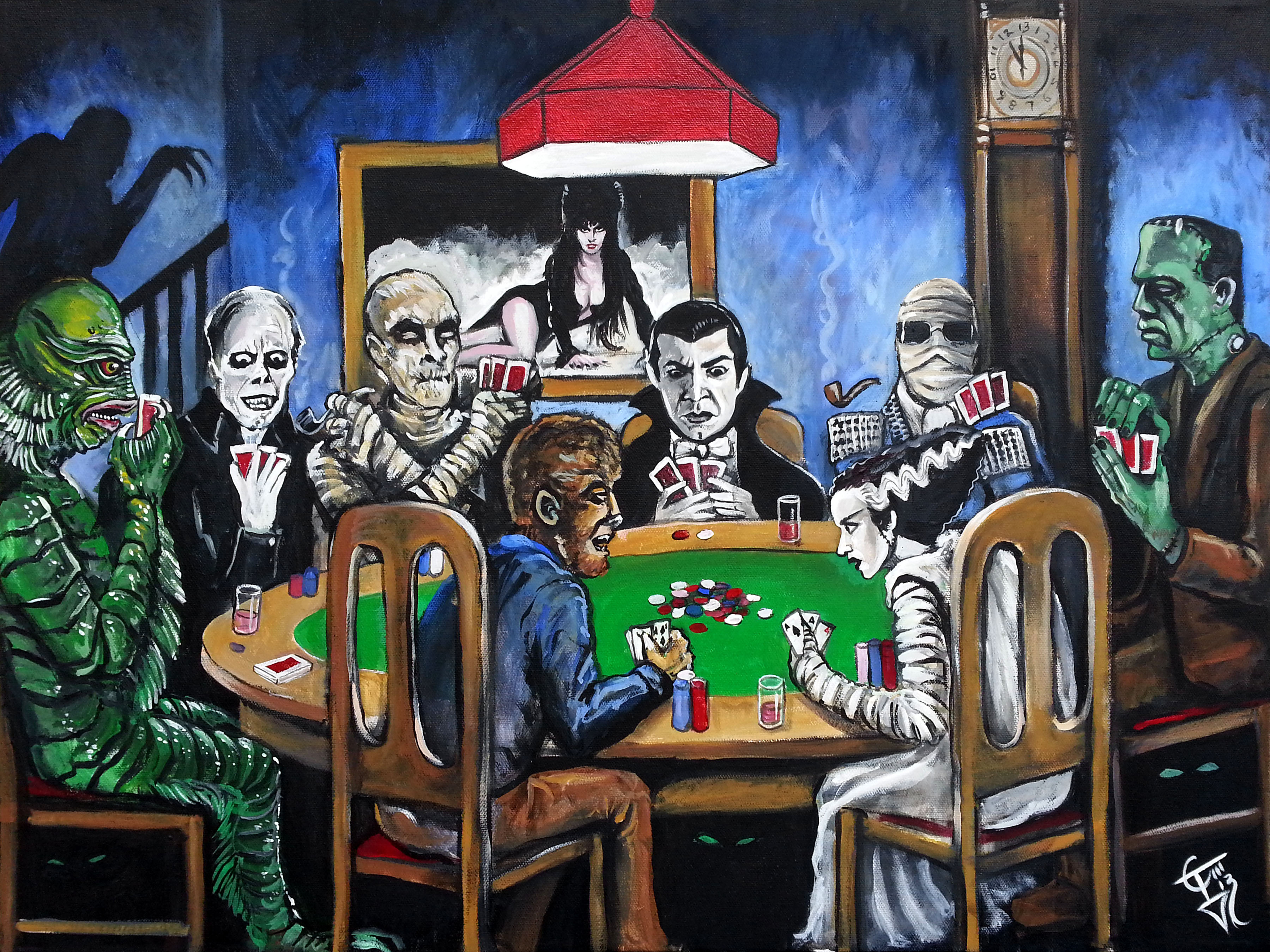 3600x2700 Old School Horror Card Game Tom Carlton Art Online Store - Horror Painting Game