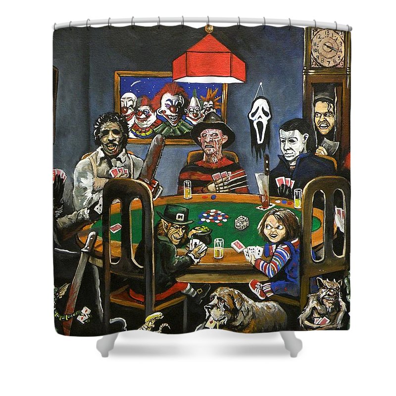 800x800 The Second Horror Game Shower Curtain For Sale By Tom Carlton - Horror Painting Game