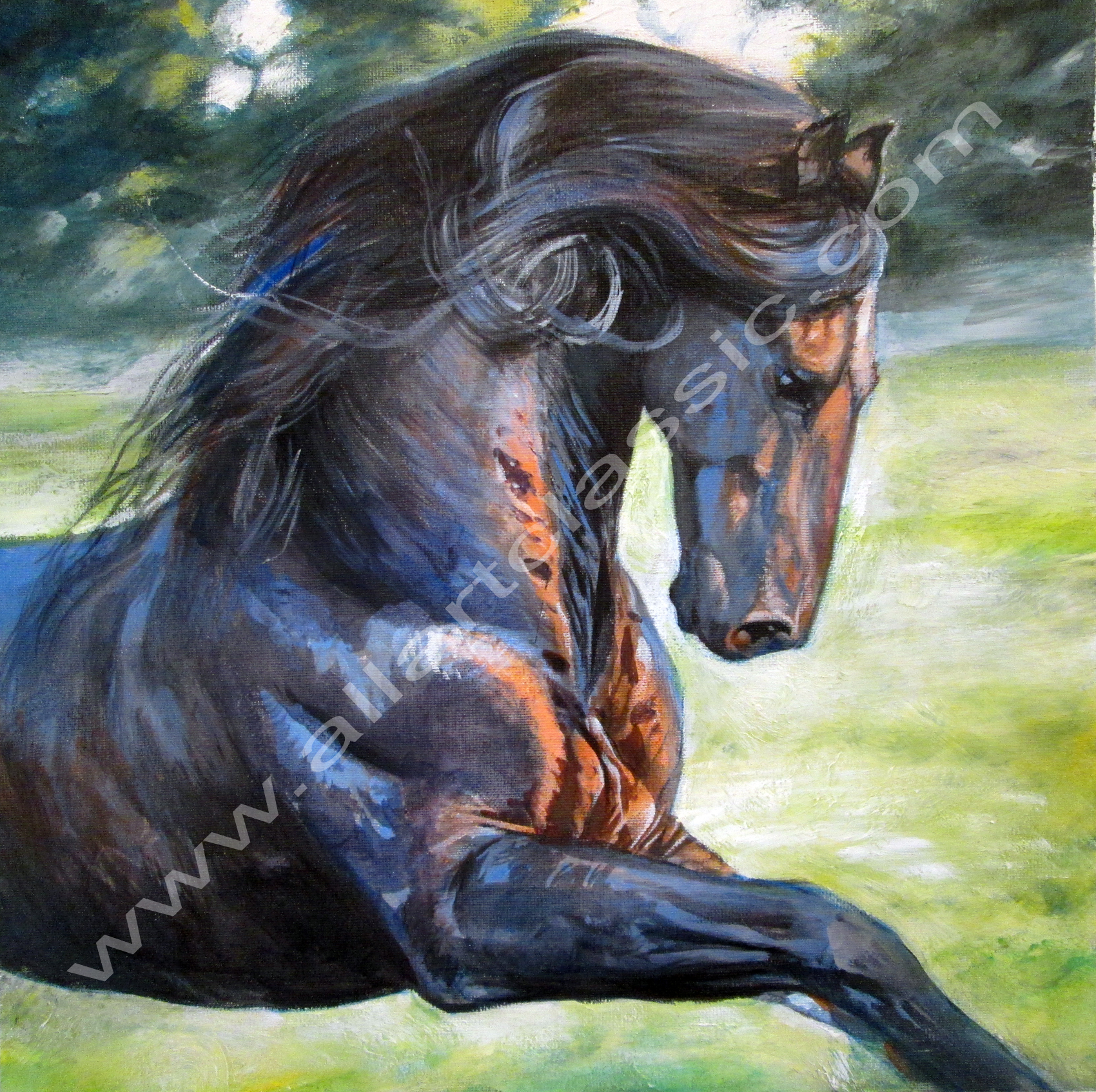 1700x1694 Art Reproductions And Original Oil Paintings Landscapes - Horse Acrylic Painting