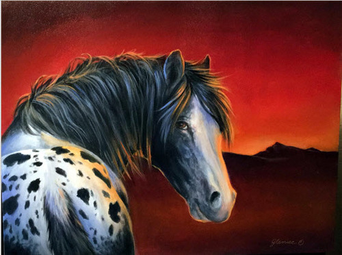 500x372 Downloadable E Painting Pattern - Horse Acrylic Painting