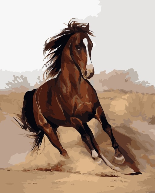 512x640 2015 Horse Digital Acrylic Paint Kit Oil Painting By Numbers - Horse Acrylic Painting