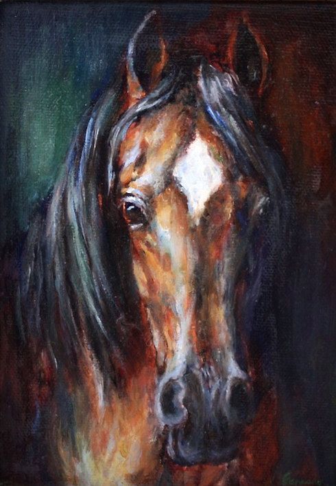 490x707 Sold Original Horse Painting On Canvas - Horse Acrylic Painting