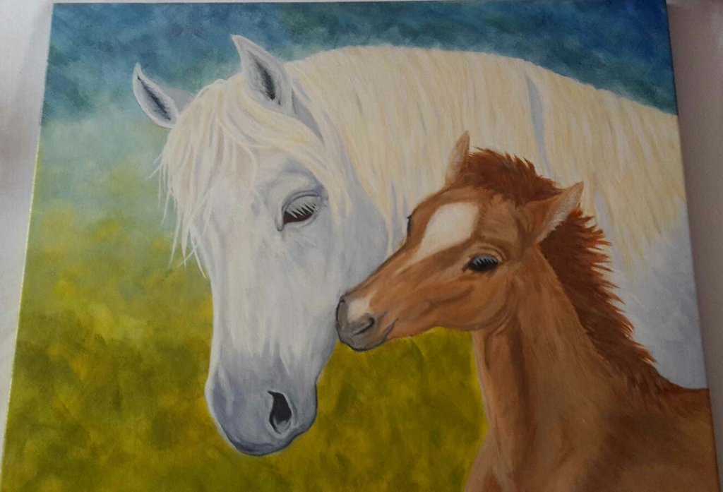1024x697 Horses Acrylic Painting By Datura Nl - Horse Acrylic Painting
