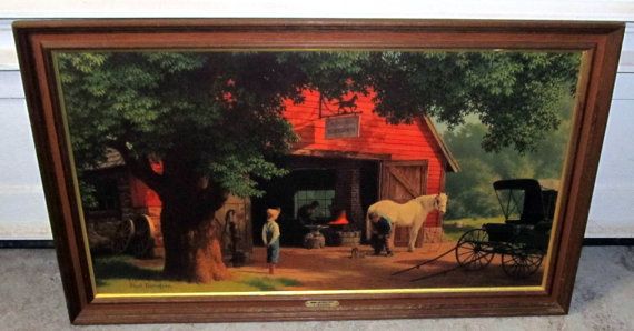 570x298 Vintage Paul Detlefsen Horse Amp Buggy Days Framed Large 40 X 24 - Horse And Buggy Days Painting