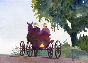 300x216 Amish Buggy Paintings Fine Art America - Horse And Buggy Days Painting