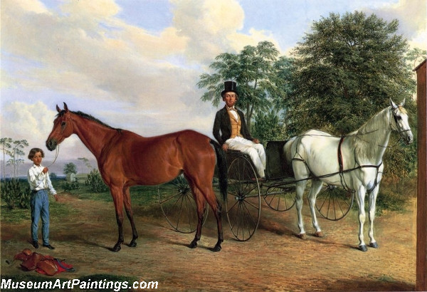 600x410 Horse Paintings Self Portrait In A Carriage - Horse And Carriage Painting