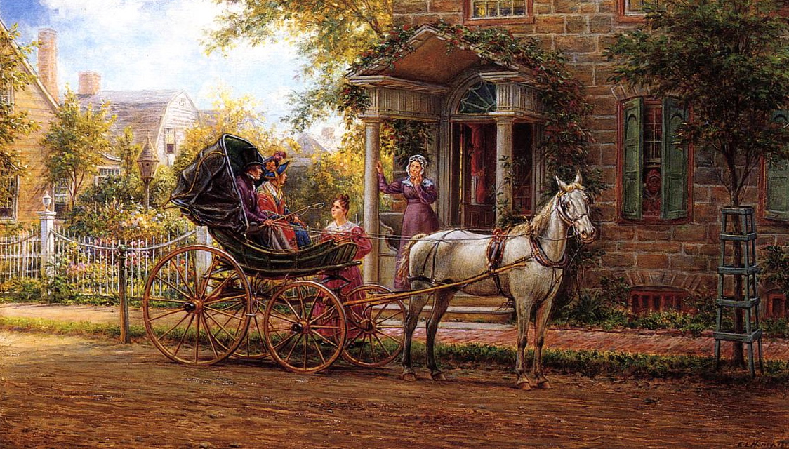 1124x640 19c American Women Paintings Of The Horse Amp Carriage - Horse And Carriage Painting