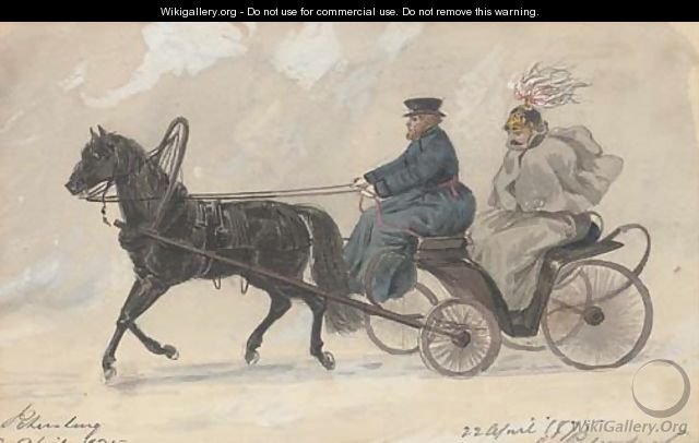 640x406 An Officer In A Horse Drawn Carriage, St. Petersburg - Horse And Carriage Painting