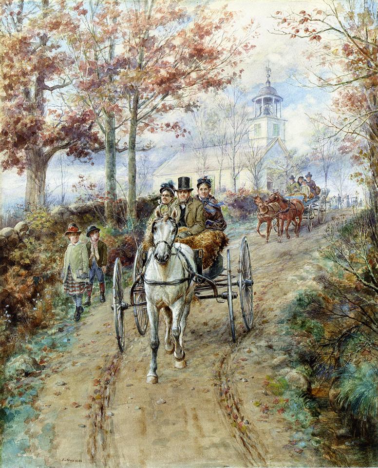 776x960 Carriage Ride Painting Edward Lamson Henry Oil Paintings - Horse And Carriage Painting