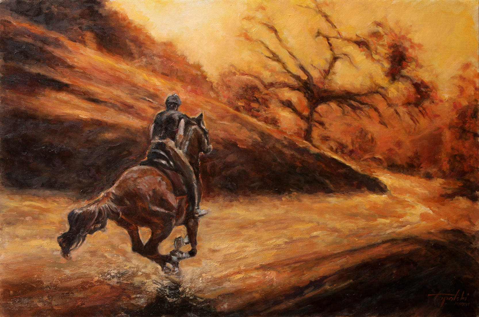 236x352 Jumping Horse With Rider Oil Painting On Canvas By Tothszilviaart - Head Of Christ Painting