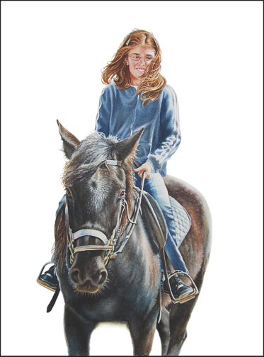 373x504 Mara Mattia Art Horseback Riding In Watercolor - Horse And Rider Painting