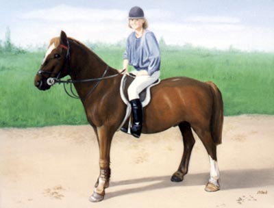 400x304 Pet Portraits Dogs, Cats And Animals - Horse And Rider Painting