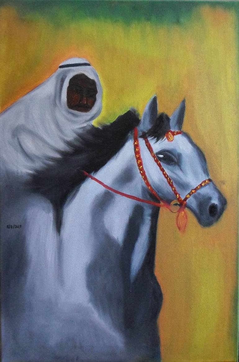 770x1166 Saatchi Art Horse Rider Painting By Fatima Albadri - Horse And Rider Painting