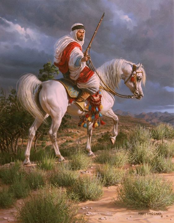 561x720 Sheik And His Prize Stallion Horses, Etc. Sheik - Horse And Rider Painting