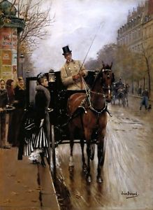 219x300 Paris Street France Home Driver Horse Carriage Painting By Jean - Horse Carriage Painting