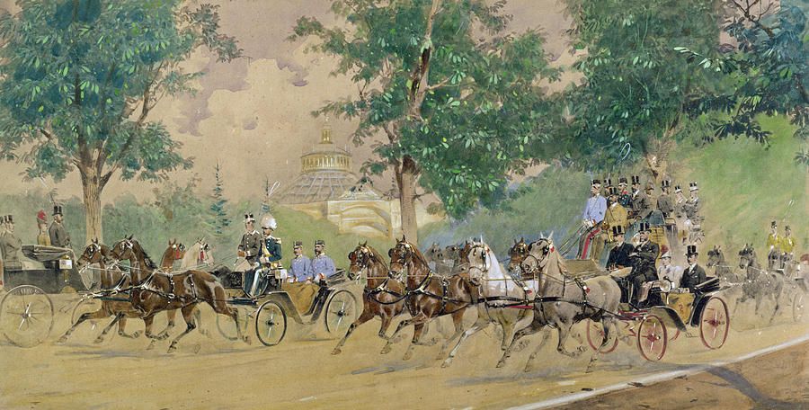 900x456 Carriage Driving Near The Rotunda Painting - Horse Carriage Painting