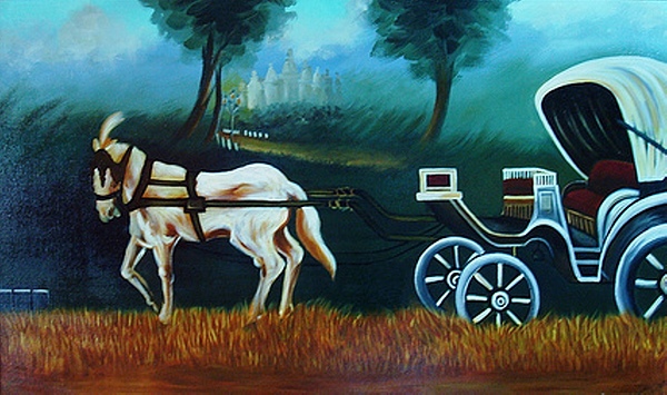 600x355 Horse And Carriage Painting By Xafira Mendonsa - Horse Carriage Painting
