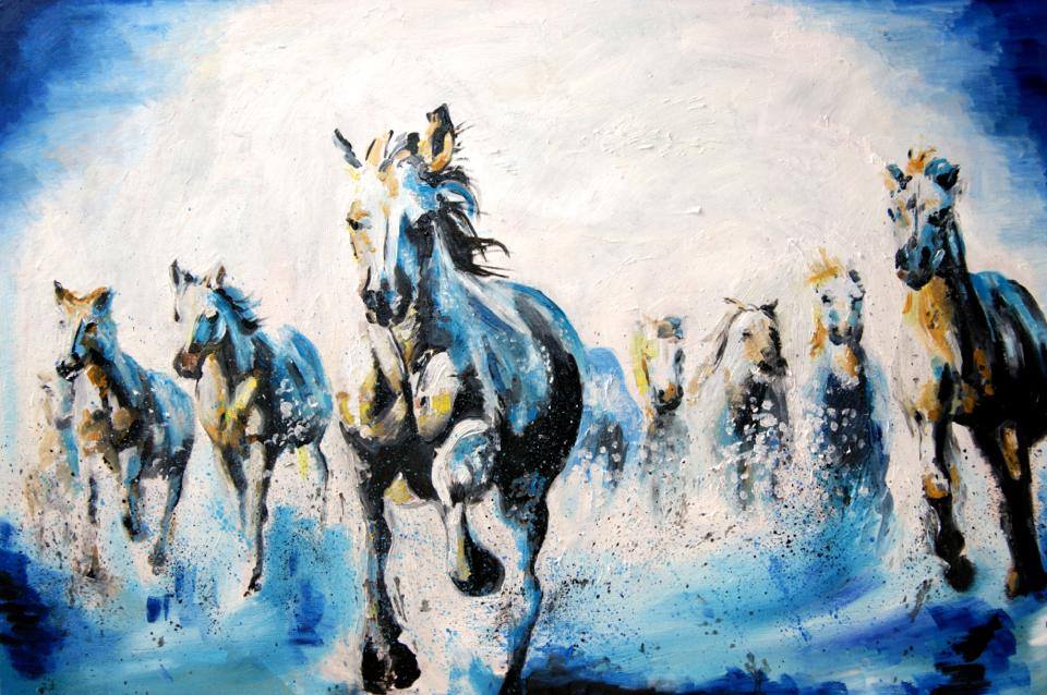 960x638 Galloping Horses Oil Painting Katy Jade Dobson - Horse Galloping Painting