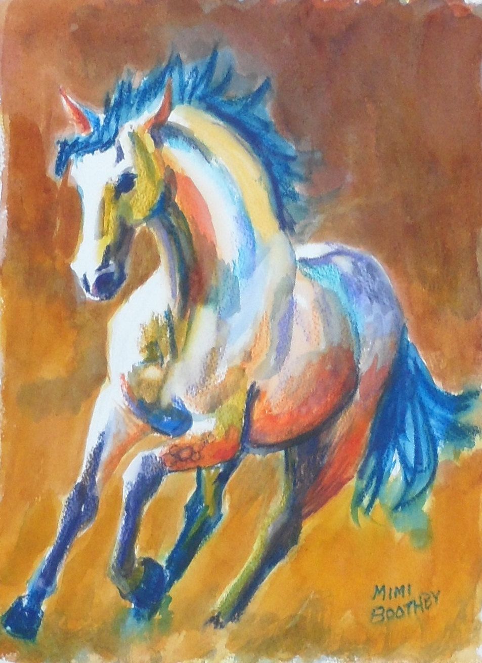 953x1310 And All I Could See Was A Galloping Horse Watercolors By Mimi - Horse Galloping Painting