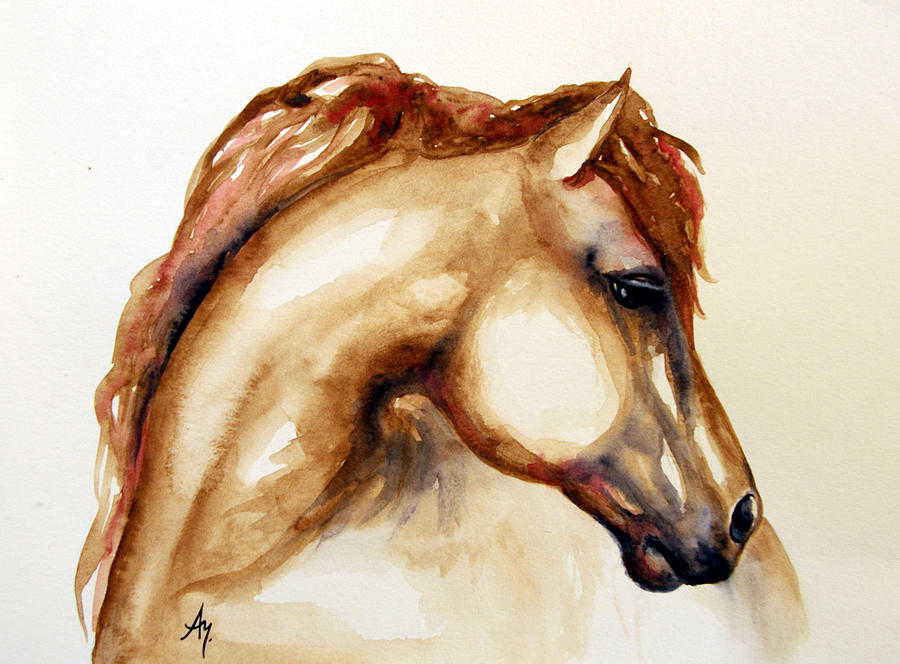 900x664 Horse Head 3 Painting By Leyla Munteanu - Horse Head Painting