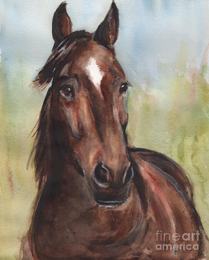 722x900 Standardbred Horse Head Painting By Maria's Watercolor - Horse Head Painting