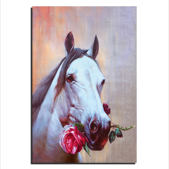 640x640 Animal Canvas Wall Art, Snow White Horse Head Canvas Prints Oil - Horse Head Painting Canvas