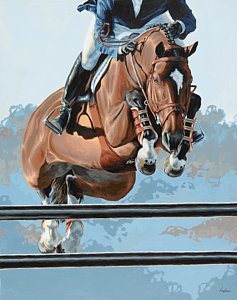237x300 High Style Painting By Lesley Alexander - Horse Jumping Painting