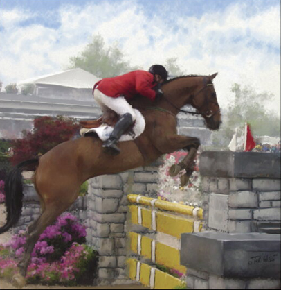 406x418 Horse Show Jumping Equestrian Art Painting Posters Prints - Horse Jumping Painting