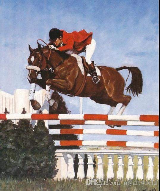 538x645 2018 Framed Sports Horse Show Jumping Horseback At Steeplechase - Horse Jumping Painting