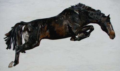 500x295 Large Canadian Landscape Oil Paintings For Sale By K Woodman - Horse Jumping Painting
