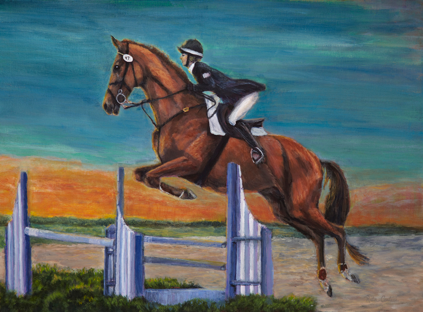 864x637 Untitled Document - Horse Jumping Painting