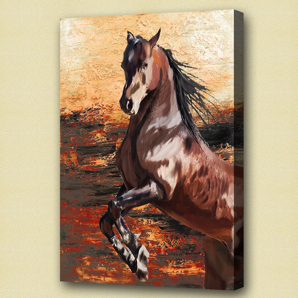 948x948 Buy Galloping Stallion By Community Artists Group@ Rs. 6390. Code - Horse Jumping Painting