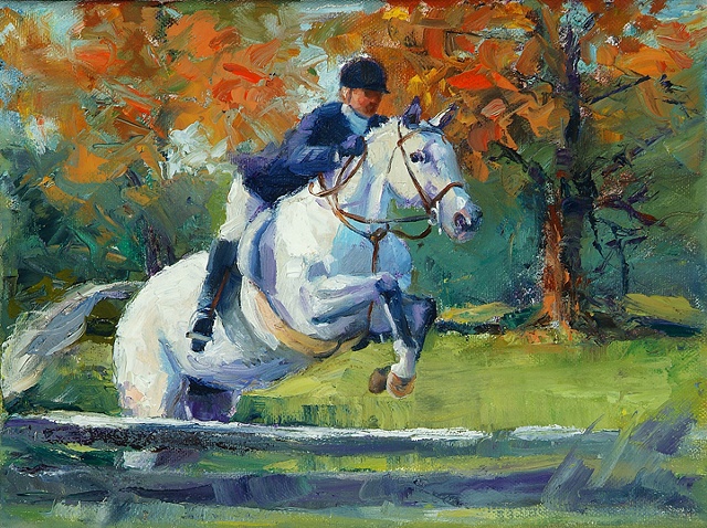 640x478 Donna Roper Doyle Oil Painting - Horse Jumping Painting