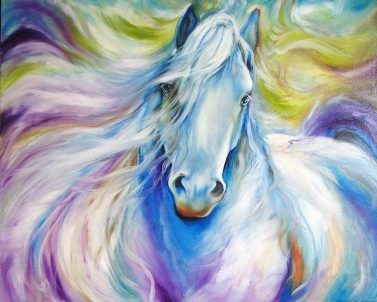 750x600 2018 Dream Horse Oil Painting On Canvas Abstract White Horse Oil - Horse Oil Painting